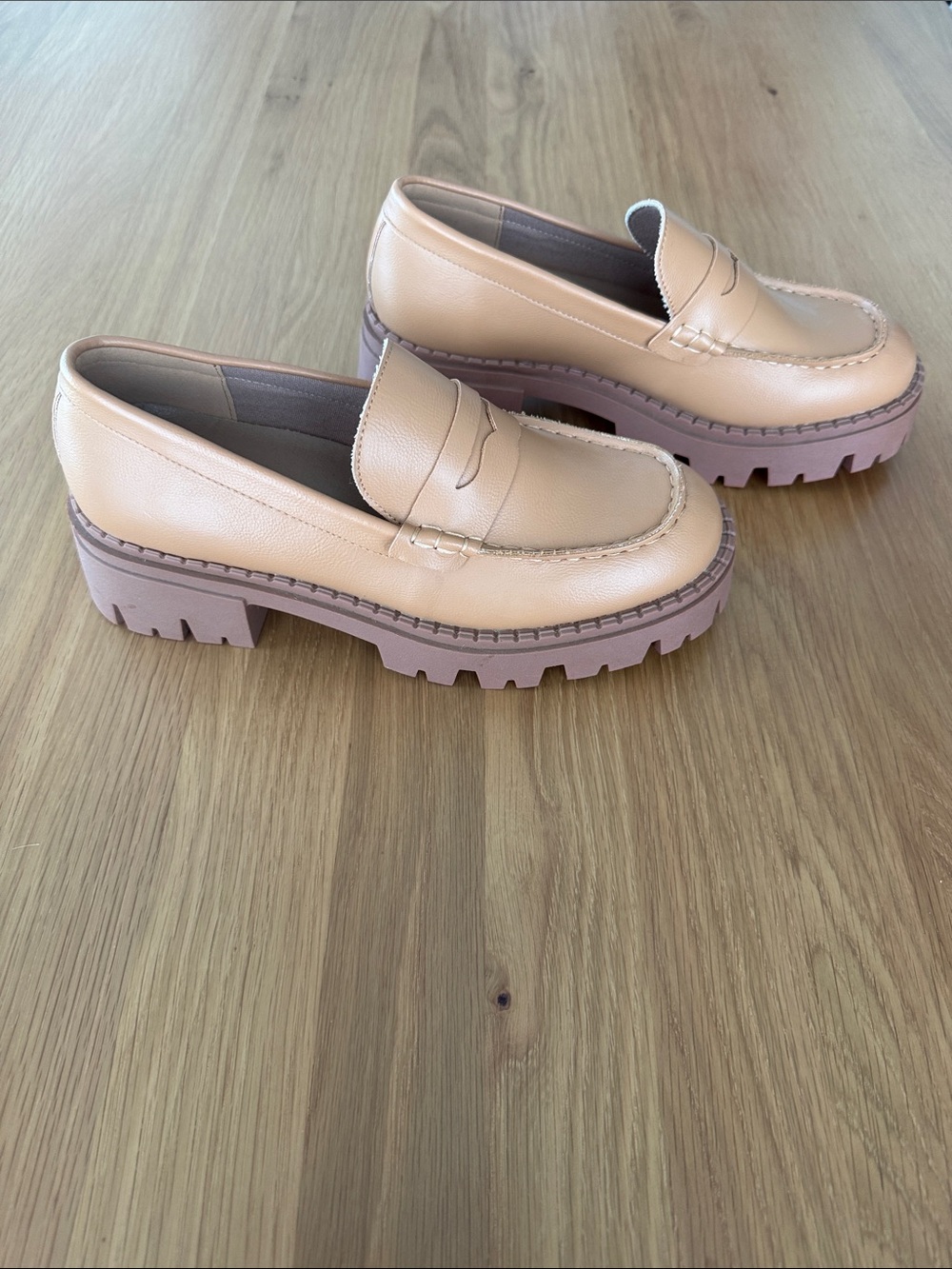 Tan loafers, size 8, never worn, made by Mi,im